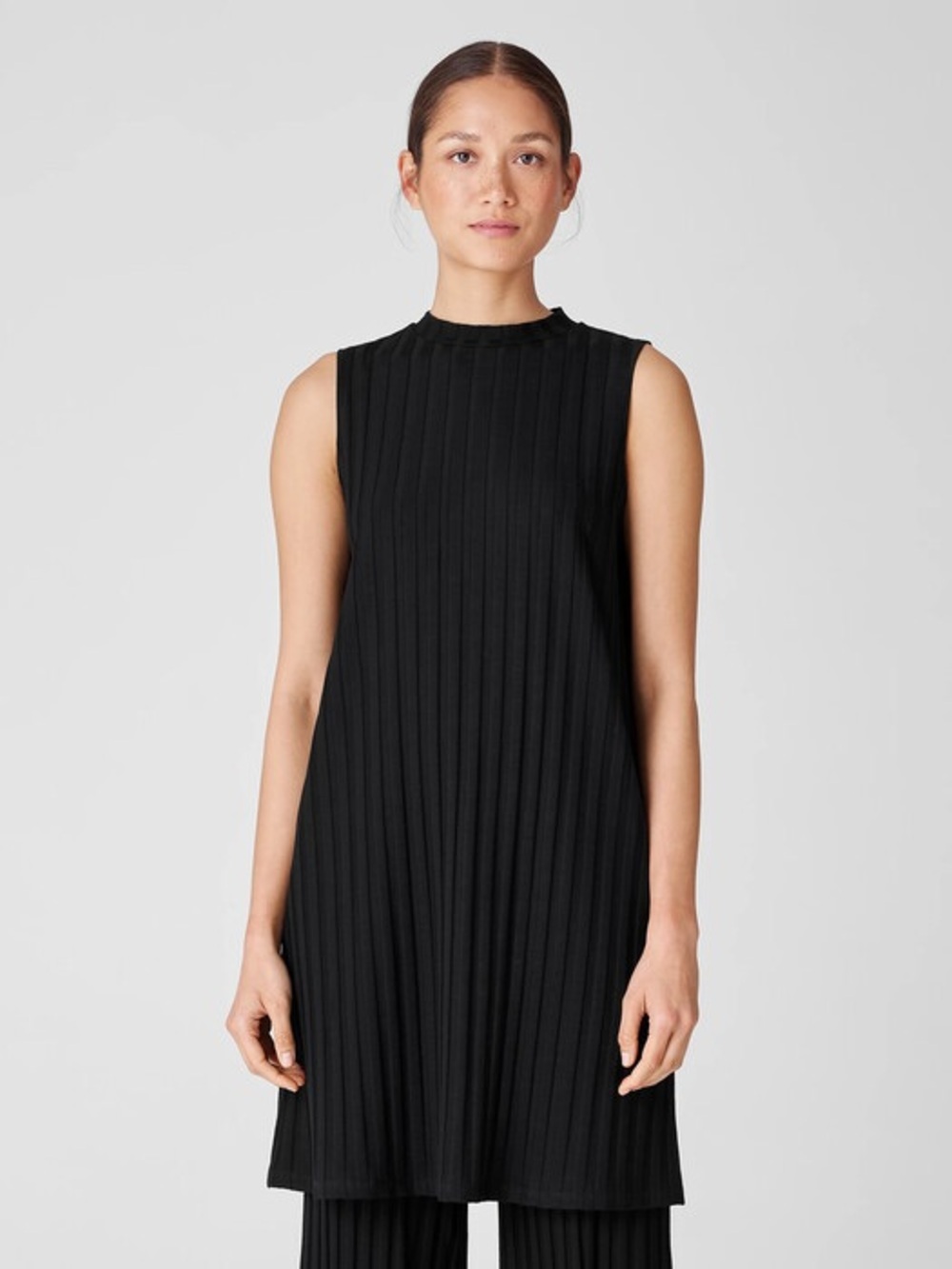 Eileen Fischer Wide Rib Stretch Mock Neck Dress